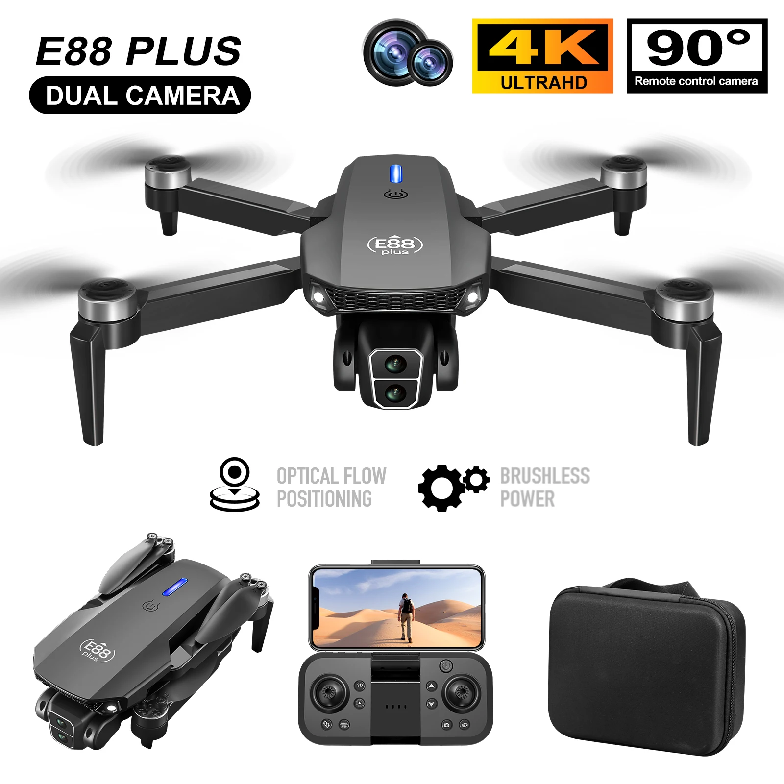 Rc Drone E88 - Yeni E88 Plus Quadcopter Drone: 90